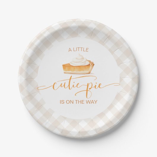 Cutie Pie pompoentaart Herfst plaid baby shower Papieren Bordje (Voorkant)