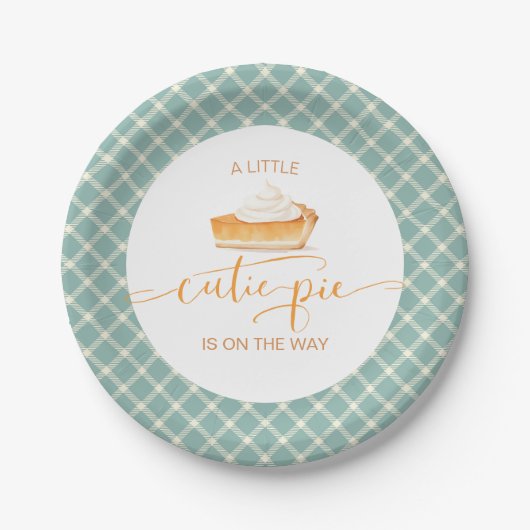 Cutie Pie pompoentaart Herfst plaid baby shower Papieren Bordje (Voorkant)