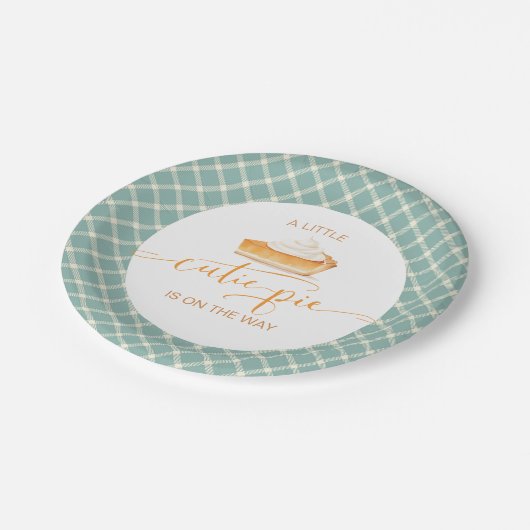 Cutie Pie pompoentaart Herfst plaid baby shower Papieren Bordje (Gekanteld)