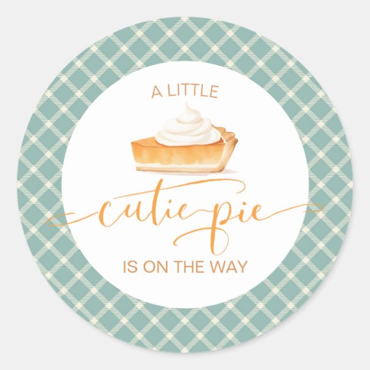 Cutie Pie pompoentaart Herfst plaid baby shower Ronde Sticker (Voorkant)