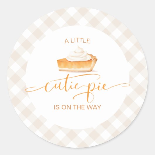 Cutie Pie pompoentaart Herfst plaid baby shower Ronde Sticker (Voorkant)