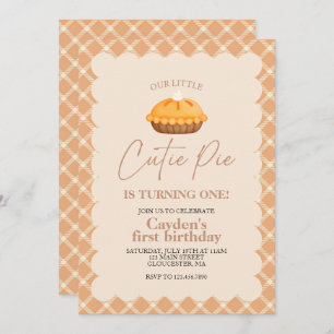 Cutie Pie pompoentaart Herfst plaid Eerste Verjaar Kaart