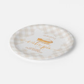 Cutie Pie pompoentaart Herfst plaid Eerste Verjaar Papieren Bordje (Gekanteld)