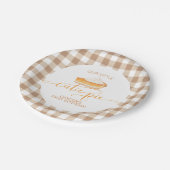 Cutie Pie pompoentaart Herfst plaid Eerste Verjaar Papieren Bordje (Gekanteld)
