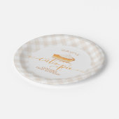 Cutie Pie pompoentaart Herfst plaid Eerste Verjaar Papieren Bordje (Gekanteld)