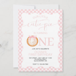 Cutie Pie pompoentaart roze ruitjes Eerste verjaar Kaart