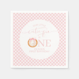 Cutie Pie pompoentaart roze ruitjes Eerste verjaar Servet