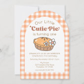 Cutie Pie Pumpkin Birthday Photo Invitation Kaart (Voorkant)