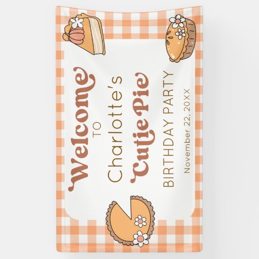 Cutie Pie Pumpkin Birthday Welcome Banner (Verticaal)
