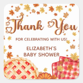Cutie Pie Pumpkin Fall Baby Shower Thank You Vierkante Sticker