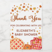 Cutie Pie Pumpkin Fall Baby Shower Thank You Wijn Etiket (Enkel label)