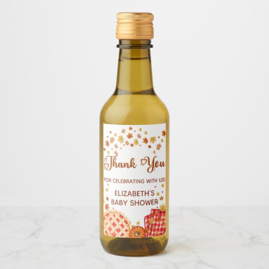 Cutie Pie Pumpkin Fall Baby Shower Thank You Wijn Etiket (Voorkant)