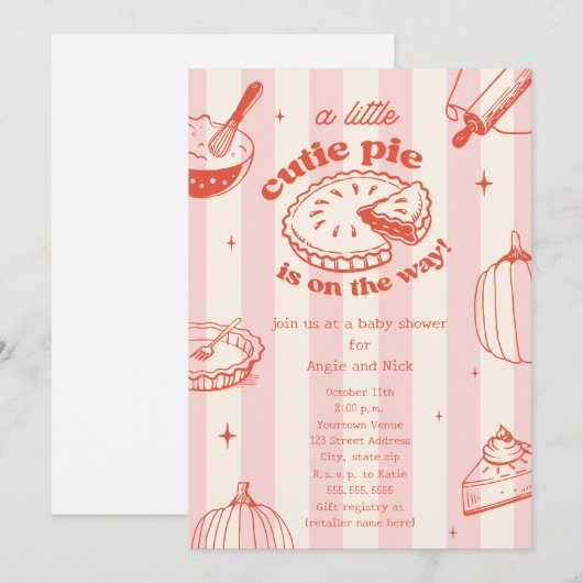 Cutie Pie Pumpkin Fall Girl Baby Shower Kaart (Voorkant / Achterkant)