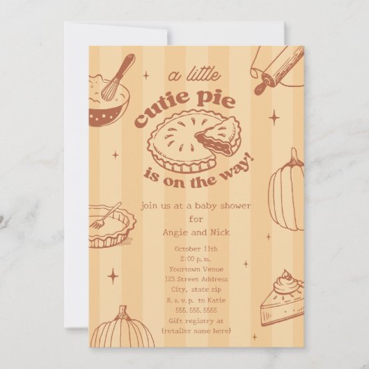 Cutie Pie Pumpkin Fall Neutral Baby Shower Kaart (Voorkant)