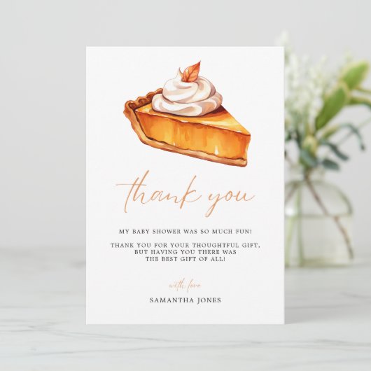 Cutie Pie Pumpkin Herfst Baby shower Bedankkaart (Staand voorkant)