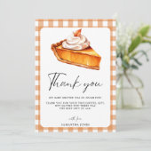 Cutie Pie Pumpkin Herfst Baby shower Gingham Bedankkaart (Staand voorkant)