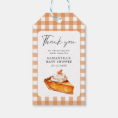 Cutie Pie Pumpkin Herfst Baby shower Gingham Cadeaulabel (Voorkant)