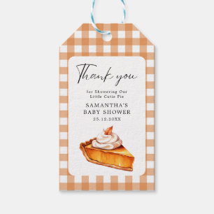 Cutie Pie Pumpkin Herfst Baby shower Gingham Cadeaulabel
