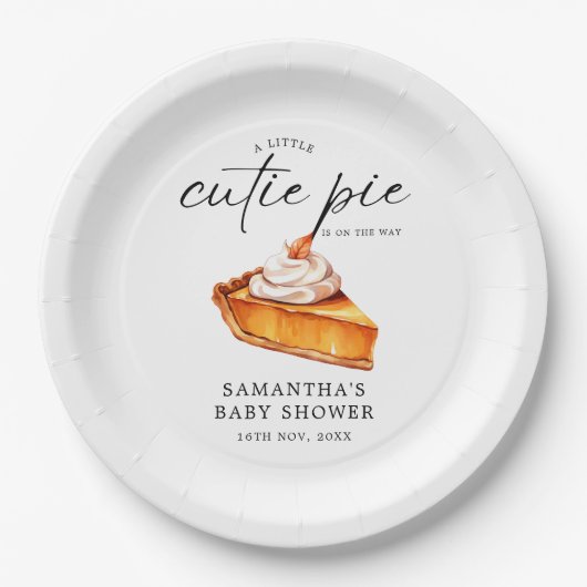 Cutie Pie Pumpkin Herfst Baby shower Papieren Bordje (Voorkant)