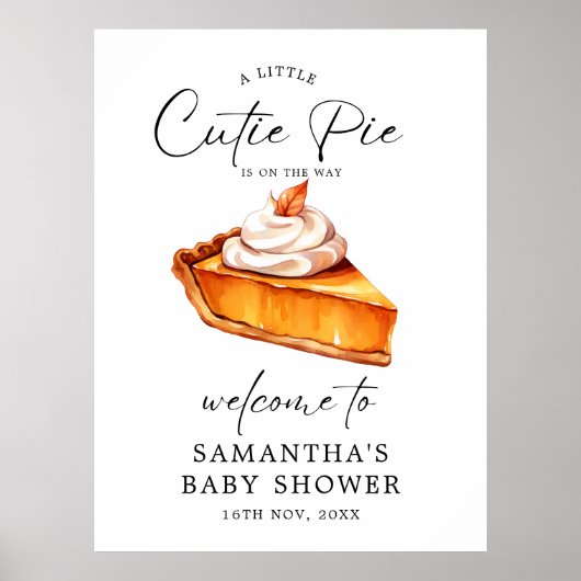 Cutie Pie Pumpkin Herfst Baby shower Welkomstborde Poster (Voorkant)