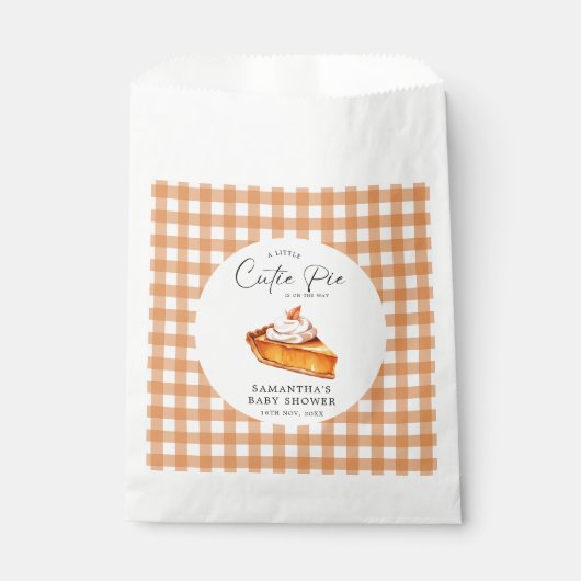 Cutie Pie Pumpkin Herfst Gingham Baby shower Bedankzakje (Voorkant)