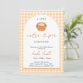 Cutie Pie Pumpkin Herfst Gingham Baby shower Kaart (Staand voorkant)
