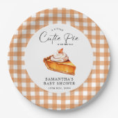 Cutie Pie Pumpkin Herfst Gingham Baby shower Papieren Bordje (Voorkant)