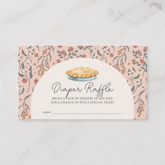 Cutie Pie Roze Bloemen Baby Luier Raffle Ticket Informatiekaartje (Voorkant)