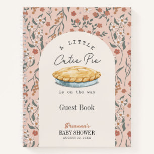 Cutie Pie Roze Bloemen Meisje Baby shower Gastboek Notitieboek