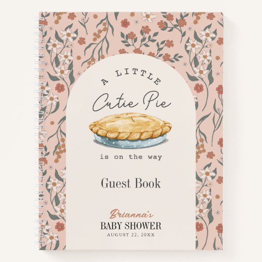 Cutie Pie Roze Bloemen Meisje Baby shower Gastboek Notitieboek (Voorkant)