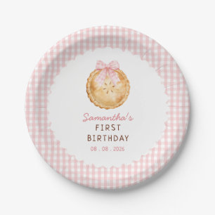 Cutie Pie Roze geruite eerste verjaardag Papieren Bordje