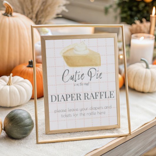 Cutie Pie Roze Herfst Baby shower Luier Raffle Poster