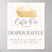 Cutie Pie Roze Herfst Baby shower Luier Raffle Poster (Voorkant)