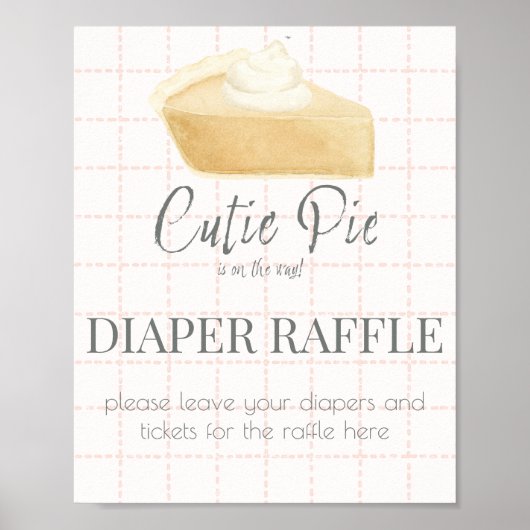 Cutie Pie Roze Herfst Baby shower Luier Raffle Poster (Voorkant)