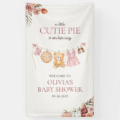 Cutie Pie Roze Herfst Beer Meisje Baby shower Welk Spandoek (Verticaal)