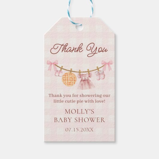 Cutie Pie Roze Herfst Meisje Baby shower Gift Labe Cadeaulabel (Voorkant)