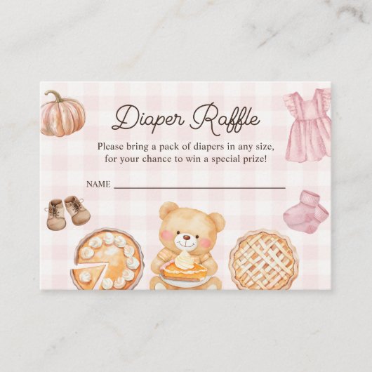 Cutie Pie Roze Herfst Meisje Baby shower Luier Raf Informatiekaartje (Voorkant)
