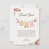 Cutie Pie Roze Herfst Teddy Bear Meisje Baby showe Bedankkaart (Voorkant)
