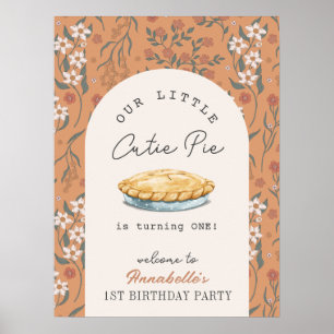 Cutie Pie Sinaasappel Bloemen 1e Verjaardag Welkom Poster