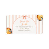 Cutie Pie Sinaasappel Gingham 1e verjaardag adres Etiket (Voorkant)