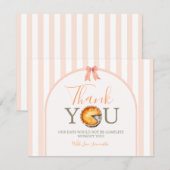 Cutie Pie Sinaasappel Gingham 1e verjaardag Bedankkaart (Voorkant / Achterkant)