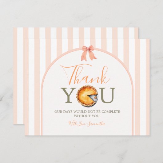 Cutie Pie Sinaasappel Gingham 1e verjaardag Bedankkaart (Voorkant / Achterkant)