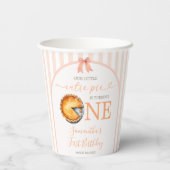 Cutie Pie Sinaasappel Gingham 1e verjaardag Papieren Bekers (Achterkant)