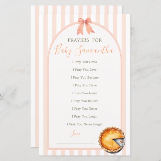 Cutie Pie Sinaasappel Gingham Douche Bidden voor B (Voorkant / Achterkant)