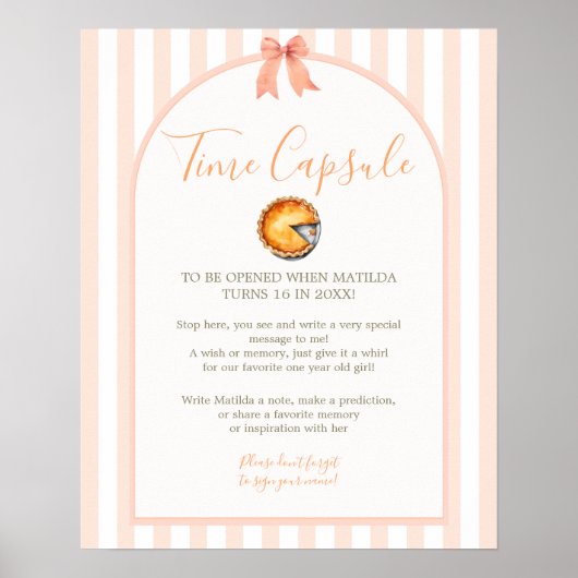 Cutie Pie Sinaasappel Gingham Time Capsule Poster (Voorkant)