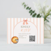 Cutie Pie Sinaasappel Gingham Verjaardag Rsvp QR K Bedankkaart (Staand voorkant)