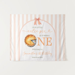 Cutie Pie Sinaasappel Gingham Verjaardag Welkom Ta Wandkleed
