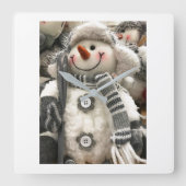 **CUTIE PIE SNOWMAN** CLOCK VIERKANTE KLOK (Voorkant)