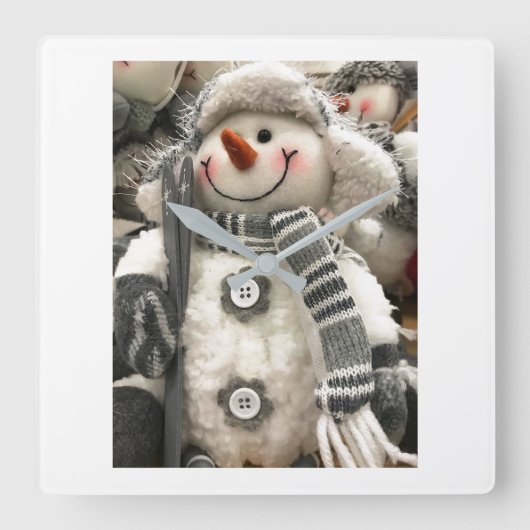 **CUTIE PIE SNOWMAN** CLOCK VIERKANTE KLOK (Voorkant)