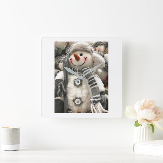 **CUTIE PIE SNOWMAN** CLOCK VIERKANTE KLOK (Huis)